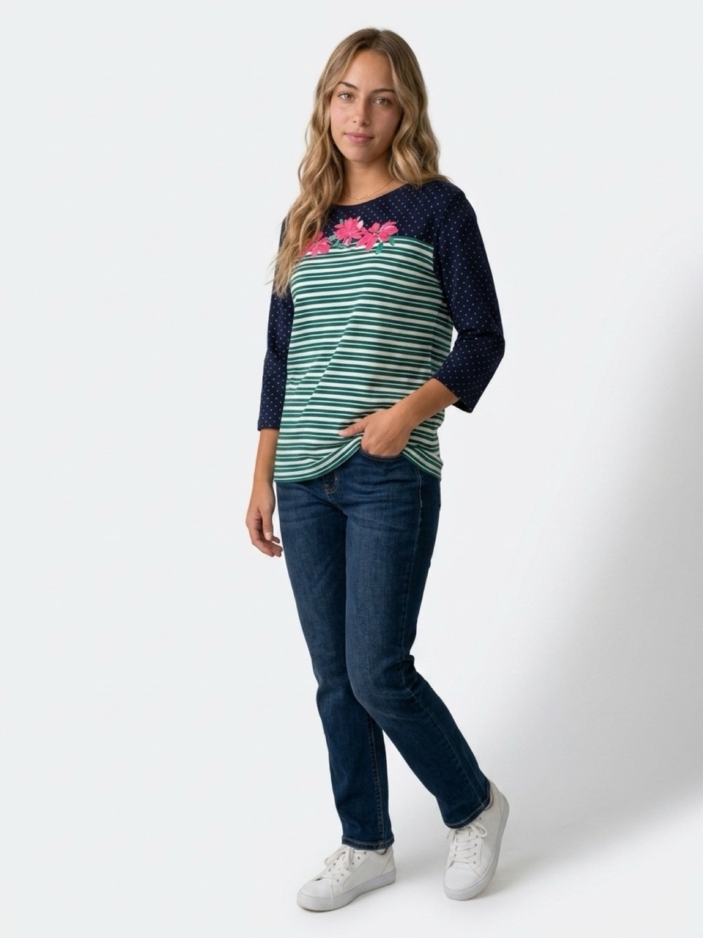 Kim Rogers Women's 3/4 Sleeve Floral Graphic Top Multicolor Size 1X - Picture 8 of 8
